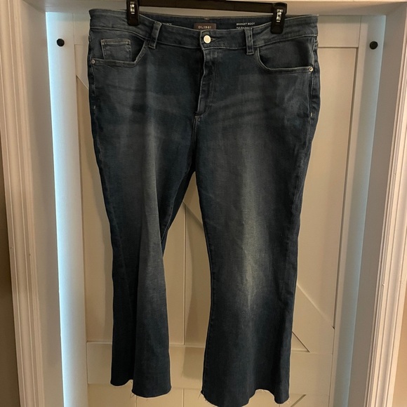 DL 1961 Bridget High Rise Instasculpt Crop Flare Crop Jeans Sz 20 Denim Raw Hem - Picture 1 of 9